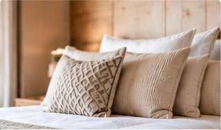 Lit fait avec coussins et linge propre
